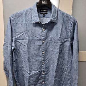 Bonobos Men's Long Sleeve Button Down Blue Chambray Shirt-XL